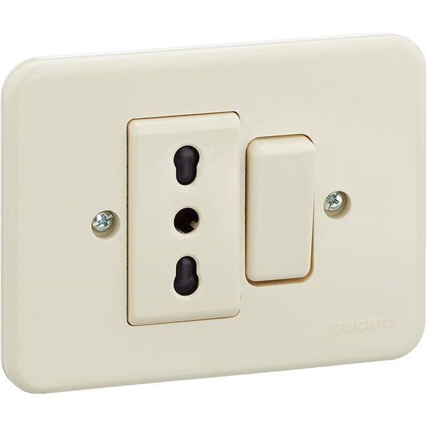 BTICINO DOMINO 1 DEVIATORE UNIPOLARE 6A+1 PRESA BIPASSO 2P AVORIO