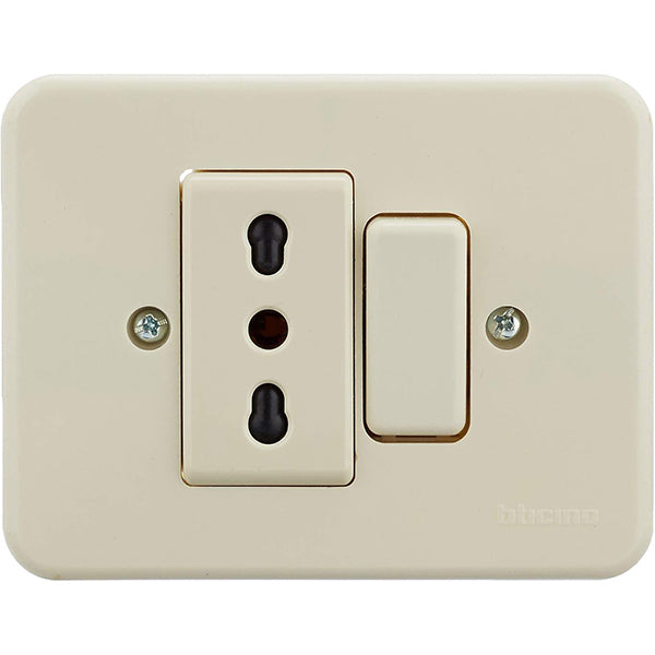 BTICINO DOMINO 1 DEVIATORE UNIPOLARE 6A+1 PRESA BIPASSO 2P AVORIO