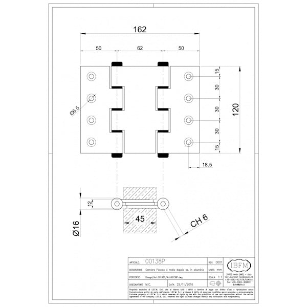 IBFM CERNIERA A MOLLA A DOPPIA AZIONE ART. 138PA