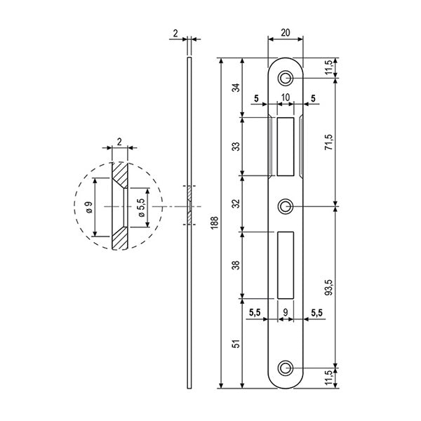 AGB CONTROPIASTRA PER SERRATURE AGB PATENT PICCOLA ART.00570