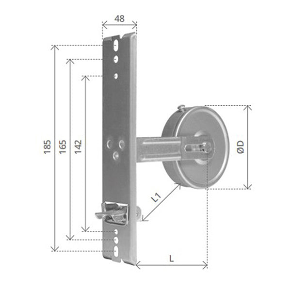 BOLIS AVVOLGITORE INCASSO MT12 INTERASSE MM185 ZINCATO PLACCA INOX
