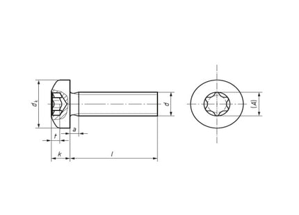 VITE TC TORX IN ACCIAIO INOX A2 M 6X16 UNI 7687 ISO 14583