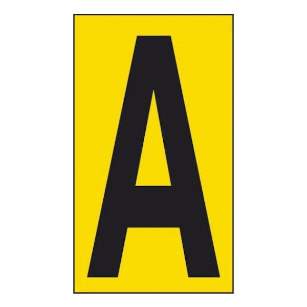 LETTERA ADESIVA NERA FONDO GIALLO MM 56X100 (A)