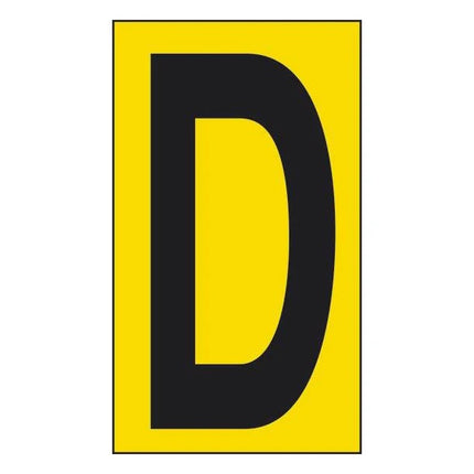 LETTERA ADESIVA NERA FONDO GIALLO MM 56X100 (D)