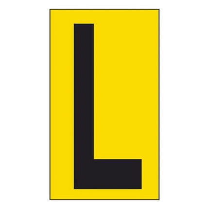 LETTERA ADESIVA NERA FONDO GIALLO MM 56X100 (L)