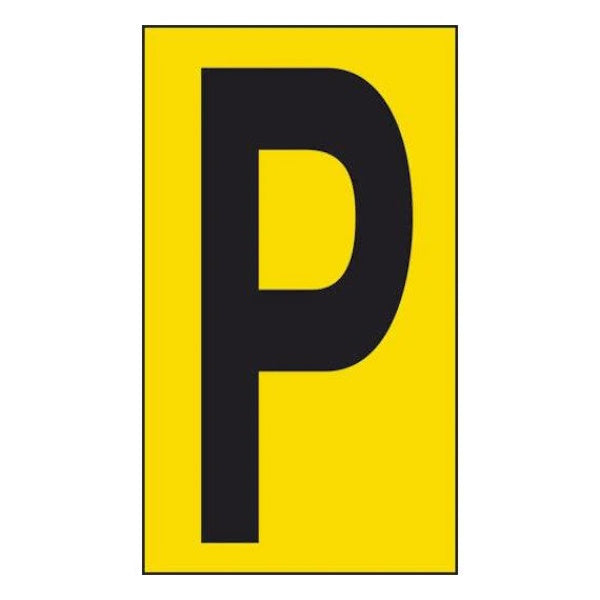 LETTERA ADESIVA NERA FONDO GIALLO MM 56X100 (P)