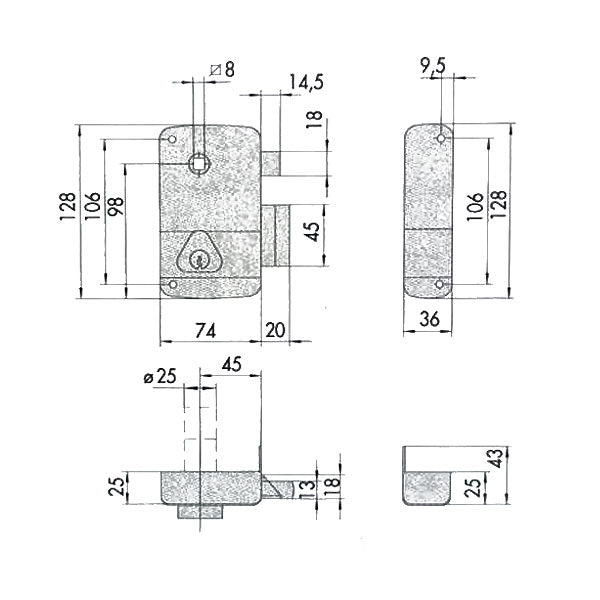 CISA SERRATURA DA APPLICARE CILINDRO E QUADRO MANIGLIA NERO OPACO