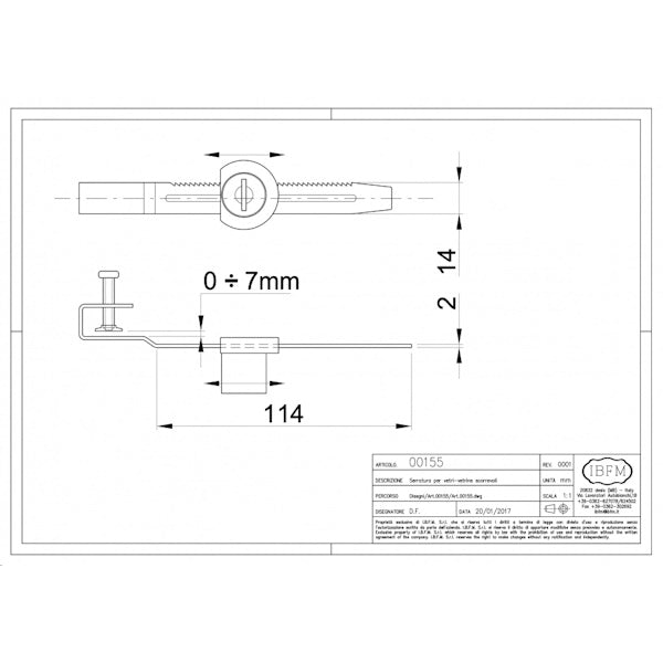 IBFM SERRATURA A CREMAGLIERA PER ANTE SCORREVOLI ART. 155