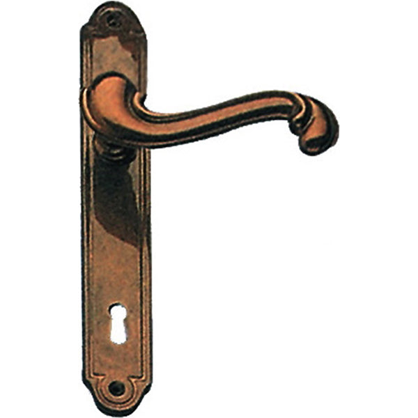 COTTALI BAROCCO MANIGLIA PER PORTA CON PLACCA IN OTTONE BRONZATO