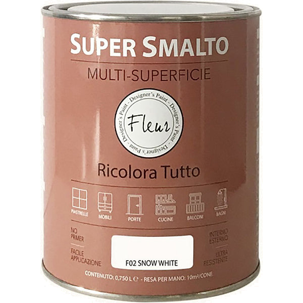 FLEUR SUPER SMALTO MULTI-SUPERFICIE F02 SNOW WHITE LT 0,750