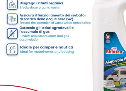 RHUTTEN AKQUA BLU WC CAMPER DISGREGANTE ANTIFERMENTATIVO FLACONE LT2