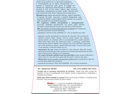 RHUTTEN PULIVETRO ANTIPIOGGIA E ANTIAPPANNANTE SPRAY ML750