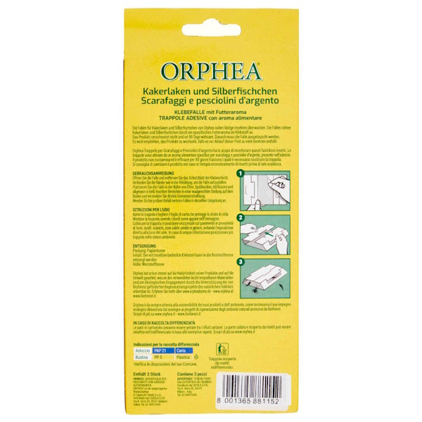 ORPHEA TRAPPOLE ADESIVE SCARAFAGGI E PESCIOLINI D'ARGENTO PZ.3