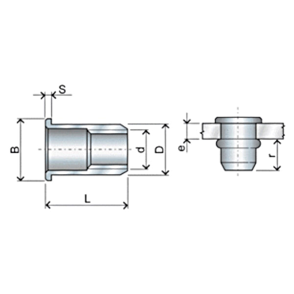 FAR INSERTI FILETTATI CILINDRICI IN ALLUMINIO FTT/C M 6 SFUSI/2500