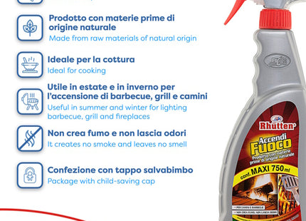 RHUTTEN ACCENDIFUOCO PER CAMINI E BARBECUE SPRAY ML750