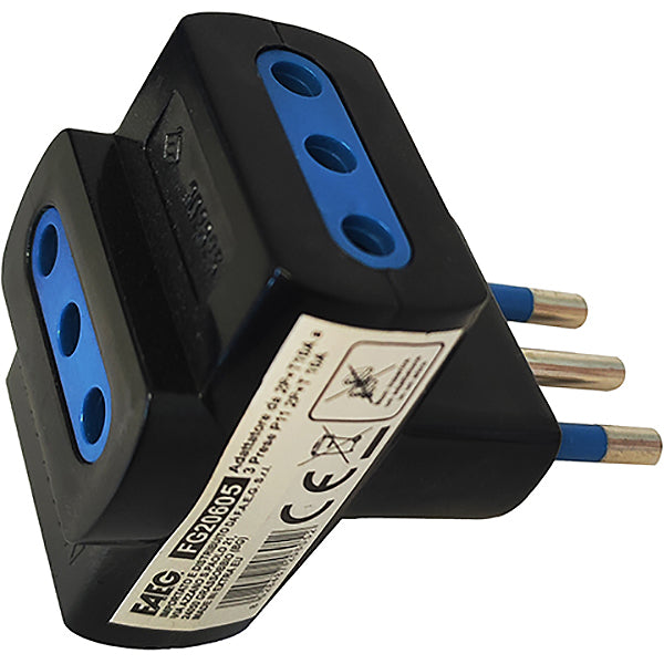FAEG ADATTATORE TRIPLO CON SPINA 2P+T 10A 3 PRESE 2P+T 10A 250V