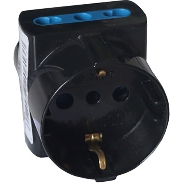 FAEG ADATTATORE TRIPLO SPINA 2P+T 16A 1 PRESA SCHUKO 2 PRESE BIPASSO