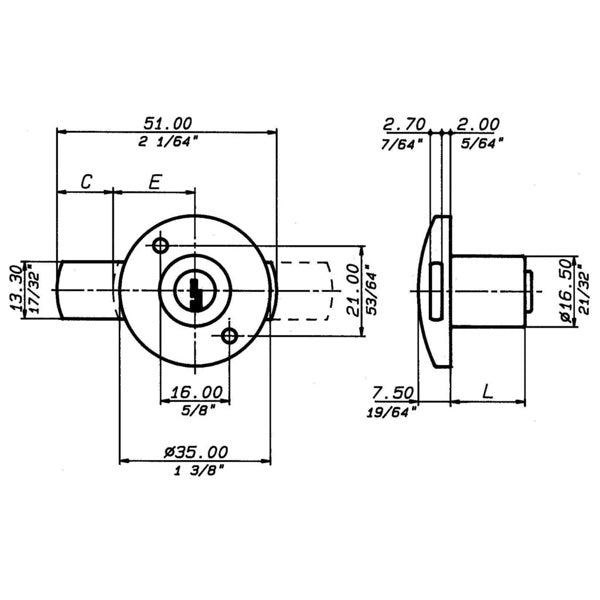 MERONI SERRATURA DA APPLICARE CON CILINDRO PER MOBILI ART.2131