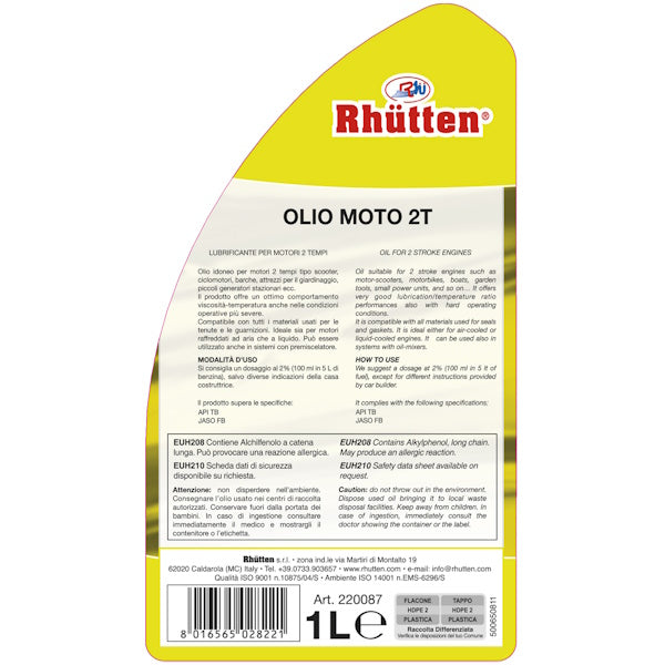 RHUTTEN OLIO PER MISCELA 2T FLACONE DA LT1