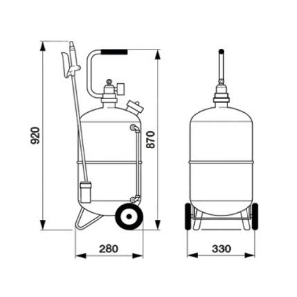 RAASM NEBULIZZATORE CARRELLATO IN ACCIAIO INOX AISI 304 LT24