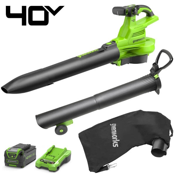 GREENWORKS SOFFIATORE ASPIRATORE GD40BVIIK4 40V CON BATTERIA*