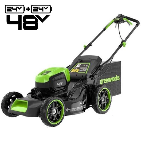 GREENWORKS RASAERBA GD48LM46SPIIK4 CM46 CARICABATTERIA+BATTERIA 48V 4AH