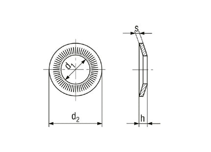 RONDELLE CONTACT ELASTICHE CONICHE ZIGRINATE IN INOX A2