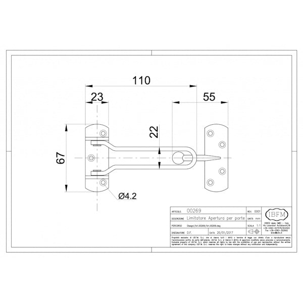 IBFM LIMITATORE DI APERTURA PER PORTE ART. 269 OTTONATO