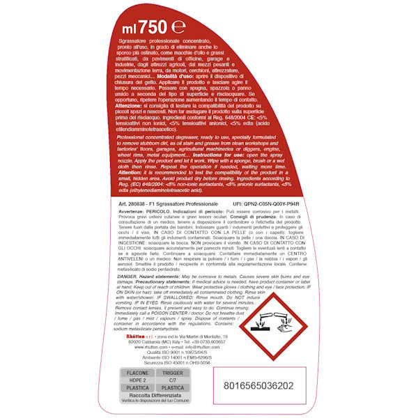 RHUTTEN F1 SGRASSATORE PROFESSIONALE NEUTRON SPRAY ML750