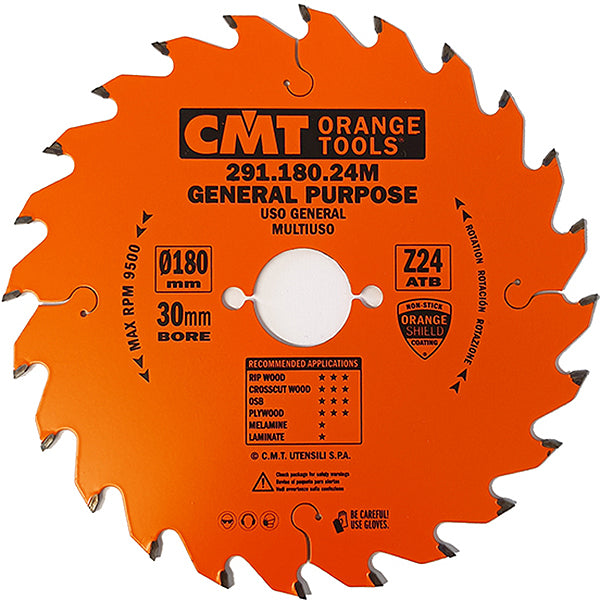 CMT LAMA PER TAGLIO LEGNO LUNGO E TRAVERSO VENA D.MM180X2,6X30 Z 24