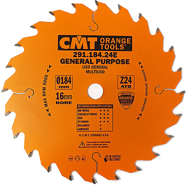 CMT LAMA PER TAGLIO LEGNO LUNGO E TRAVERSO VENA D.MM184X2,6X16 Z 24