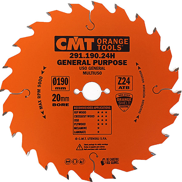 CMT LAMA PER TAGLIO LEGNO LUNGO E TRAVERSO VENA D.MM190X2,6X20 Z 24