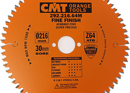 CMT LAMA PER LEGNO TAGLIO DI PRECISIONE D.MM216X2,8X30 Z 64