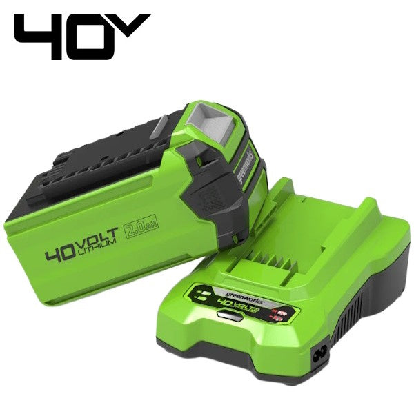 GREENWORKS STARTER KIT CARICABATTERIE + BATTERIA GSK40B2 40V 2AH