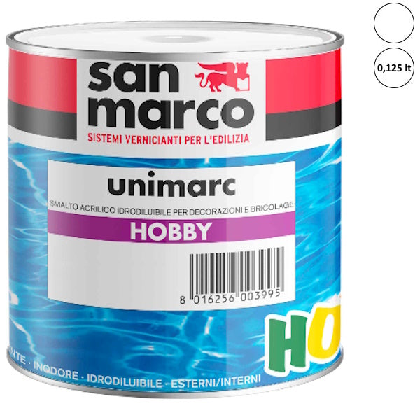 SAN MARCO UNIMARC HOBBY SMALTO ACRILICO BIANCO SATINATO LT 0,125