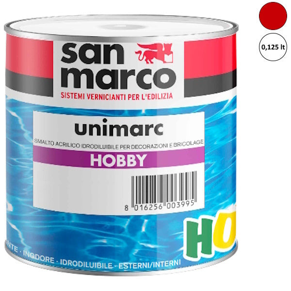 SAN MARCO UNIMARC HOBBY SMALTO ACRILICO ROSSO VIVO LT 0,125