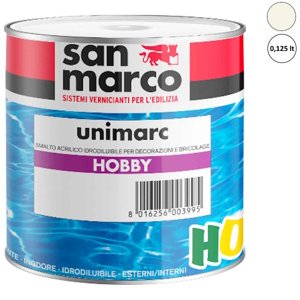 SAN MARCO UNIMARC HOBBY SMALTO ACRILICO BIANCO LUCIDO LT 0,125