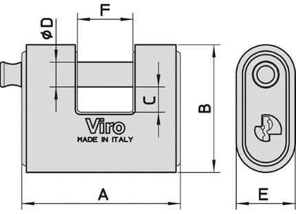 VIRO LUCCHETTO PANZER INOX SERIE 4117 MM 86