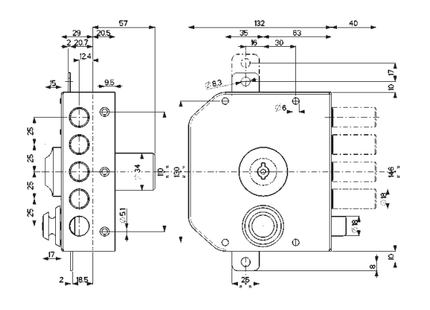 MOTTURA SERRATURA APPLICARE C10 LATERALE ENTRATA MM63 DX ART.30.601