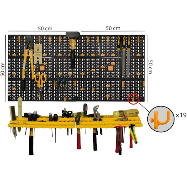 ARTPLAST PANNELLO PORTAUTENSILI IN PLASTICA KIT MM1000X500 CON 50 GANCI