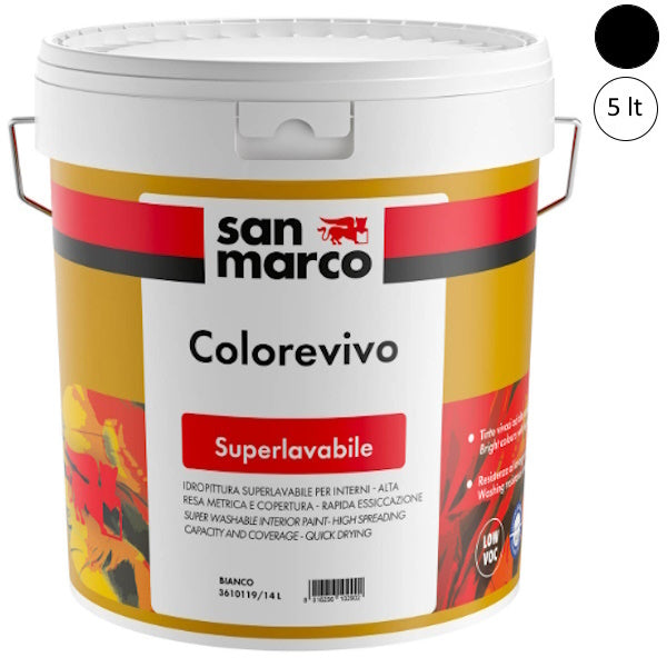 SAN MARCO COLOREVIVO NERO LT 5 IDROPITTURA SUPERLAVABILE