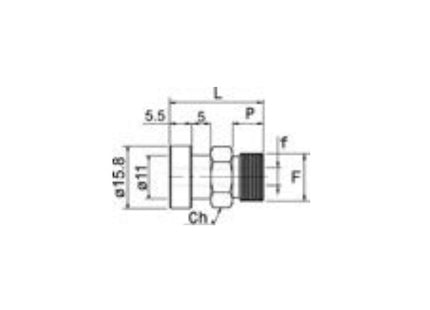 ANI ART. 36/E TESTINA A BAIONETTA FILETTATA MASCHIO 3/8"M