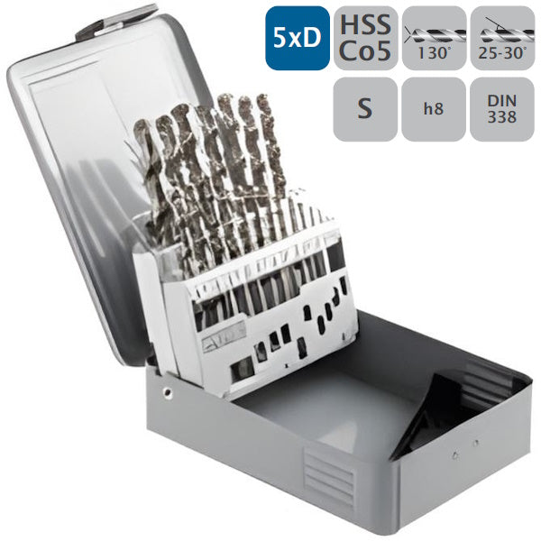 WSG SERIE PUNTE ELICOIDALI HSS CO5 IN BOX DA PZ19 D.MM1-10