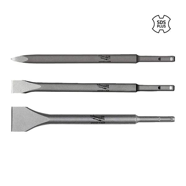 MILWAUKEE SET 3 SCALPELLI SDS-PLUS A PUNTA/PIATTO/LARGO DA MM250