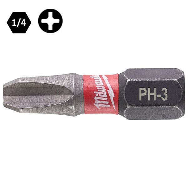 MILWAUKEE INSERTI BITS PER VITI A CROCE PHILLIPS PH3X25MM CONF.PZ 2