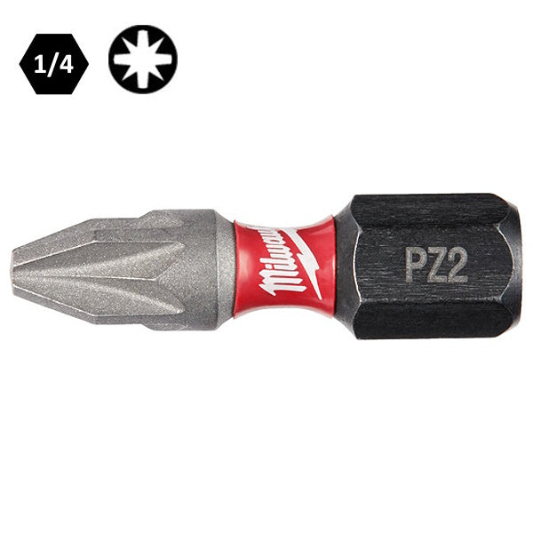MILWAUKEE INSERTI BITS PER VITI A CROCE POZIDRIV PZ2X25MM CONF.PZ 2