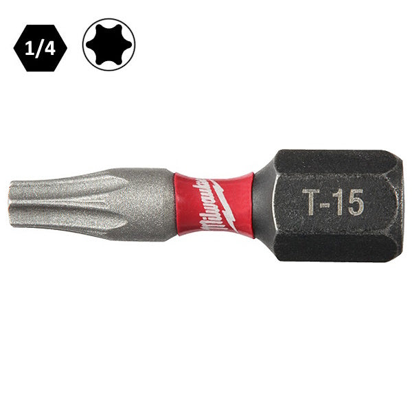 MILWAUKEE INSERTI BITS PER VITI TORX T15X25MM ATTACCO 1/4" CONF.PZ 2