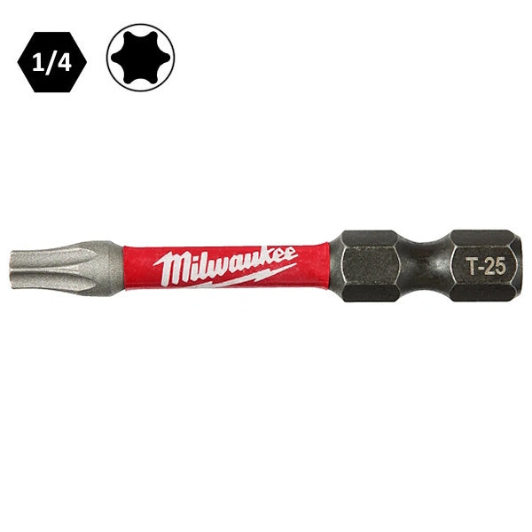 MILWAUKEE INSERTI BITS PER VITI TORX T25X50MM ATTACCO 1/4" CONF.PZ 1