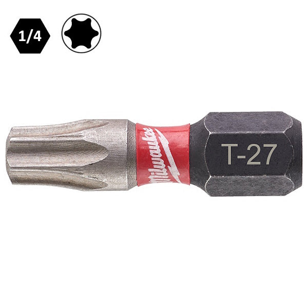 MILWAUKEE INSERTI BITS PER VITI TORX T27X25MM ATTACCO 1/4" CONF.PZ 2
