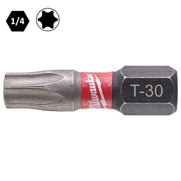 MILWAUKEE INSERTI BITS PER VITI TORX T30X25MM ATTACCO 1/4" CONF.PZ 2